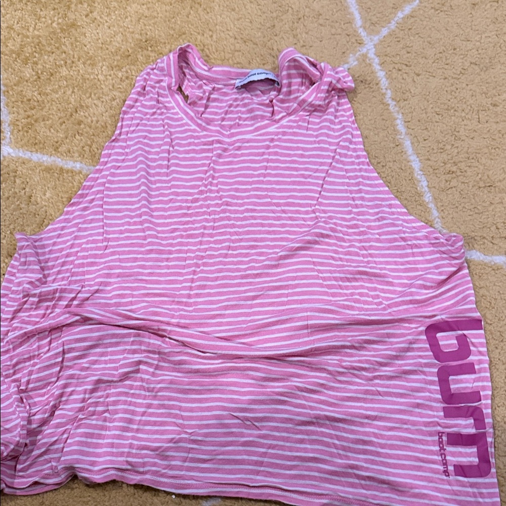 Pink Striped Sleeveless Top